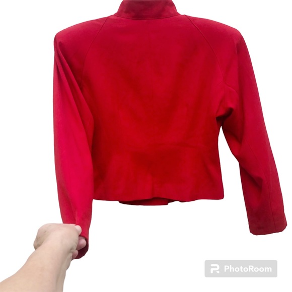 VTG red crop jacket top & skirt suit set 80's - Picture 4 of 9